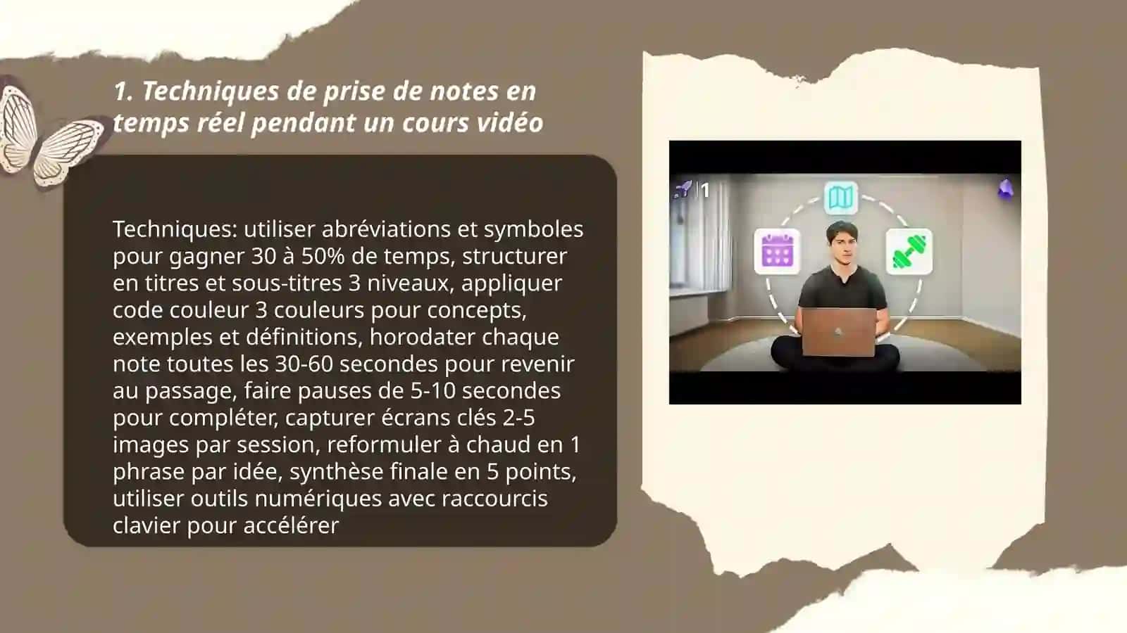 Techniques de prise de notes pendant un cours vidéo 3