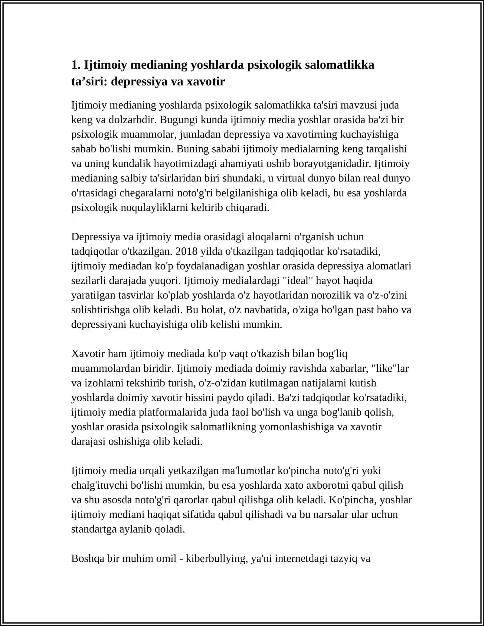 IJTIMOIY MEDIANING IJOBIY VA SALBIY TA’SIRI (PSIXOLOGIK, IQTISODIY, MADANIY JIHATLAR) 3