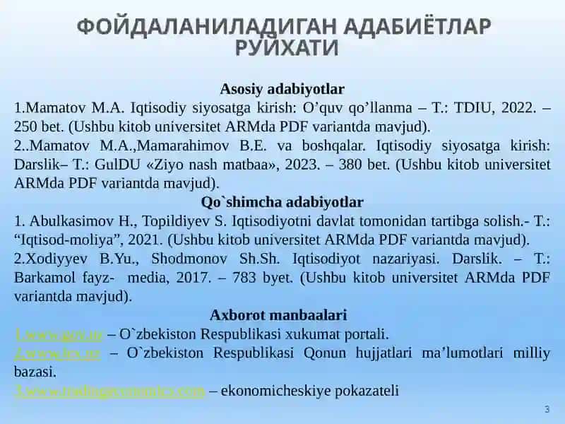 ДАВЛАТНИНГ ФИСКАЛ СИЁСАТИ 3
