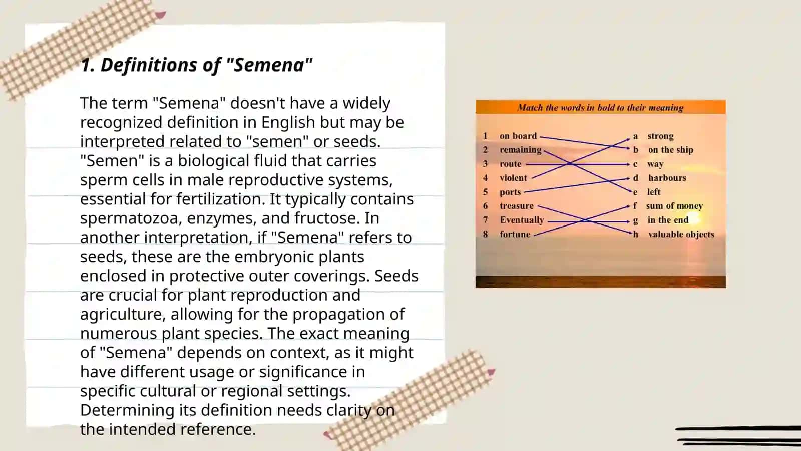 Meanings of the word: semena and semas 3