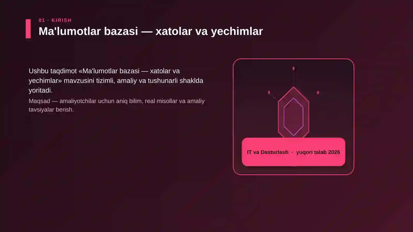 Ma'lumotlar bazasi — xatolar va yechimlar 3