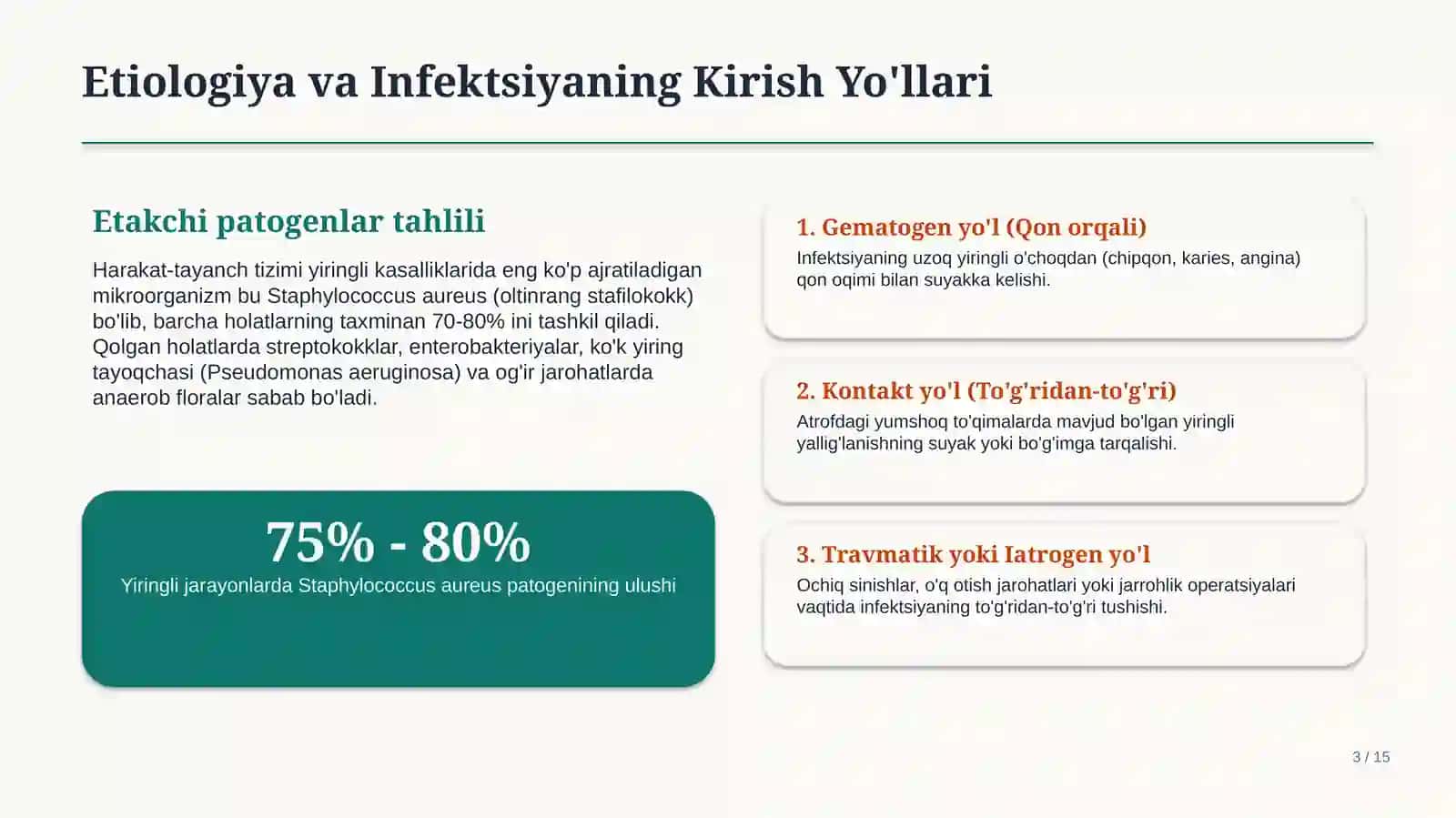 Harakat-tayanch tizimida yiringli kasalliklar sindromi | 15 slaydli tibbiy taqdimot 3