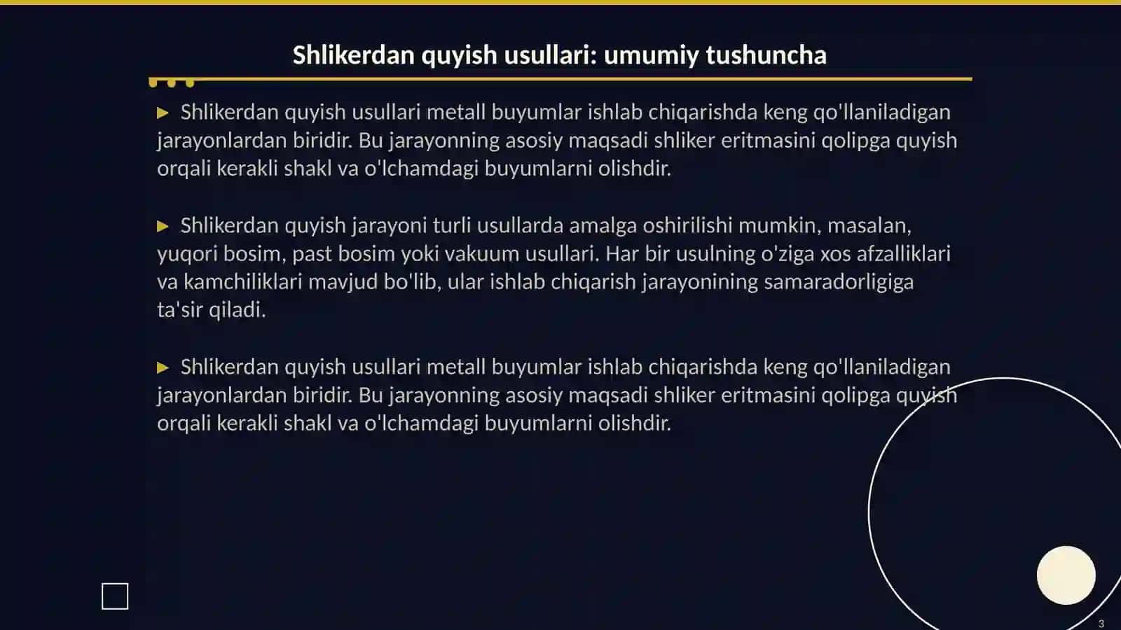 Buyumlarini shlikerdan quyish usullarining afzalliklari va kamchiliklari 3