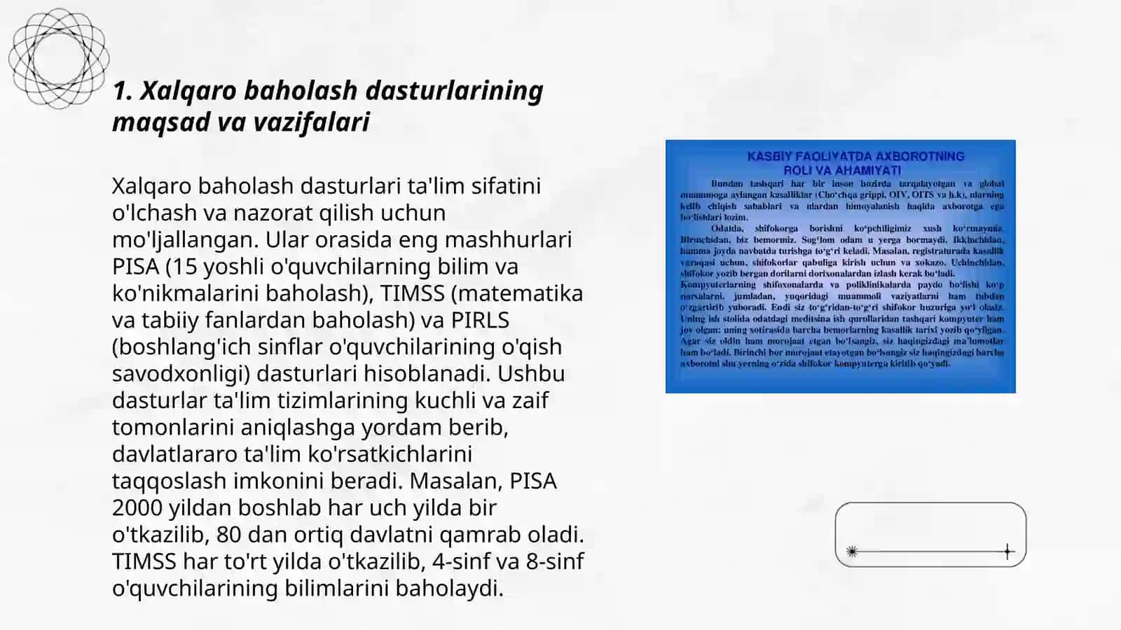 Xalqaro baholash dasturlarining doirasida hukumat qarorlarining mazmun va mohiyati 3