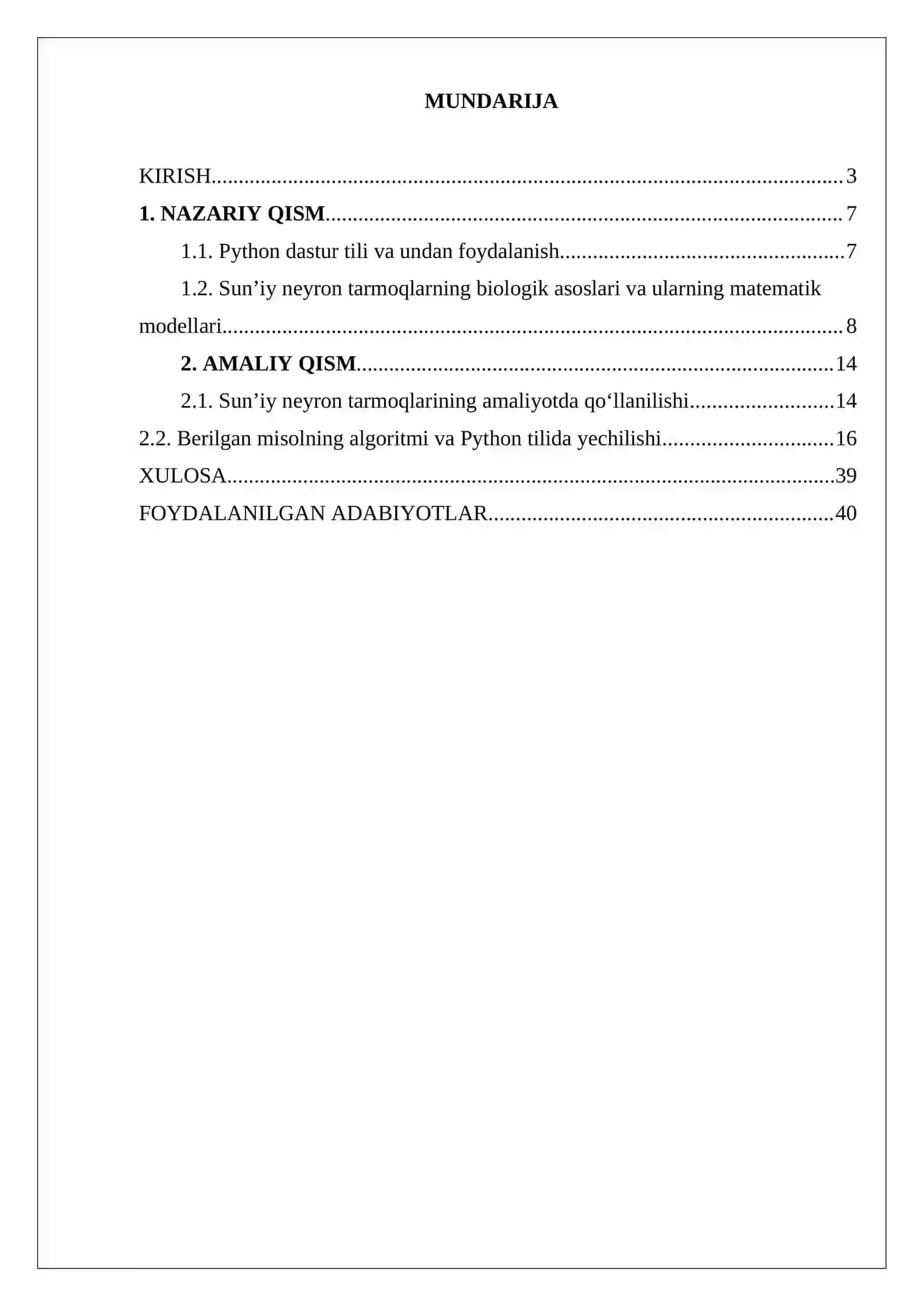 Sun’iy neyron tarmoqlarining biologik asoslari va ularning matematik modellari 3