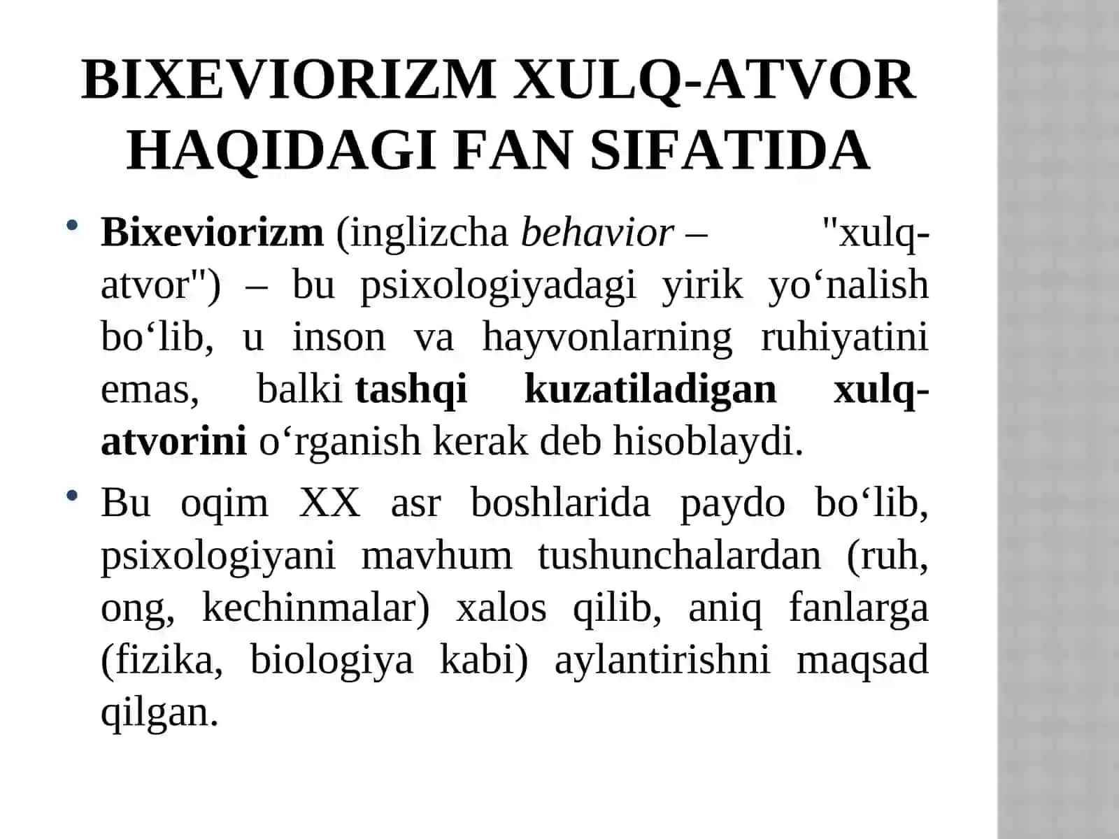 Bolaning psixik rivojlanishini Xulq-atvor qoidalarini o‘rganish muammosi sifatida 3