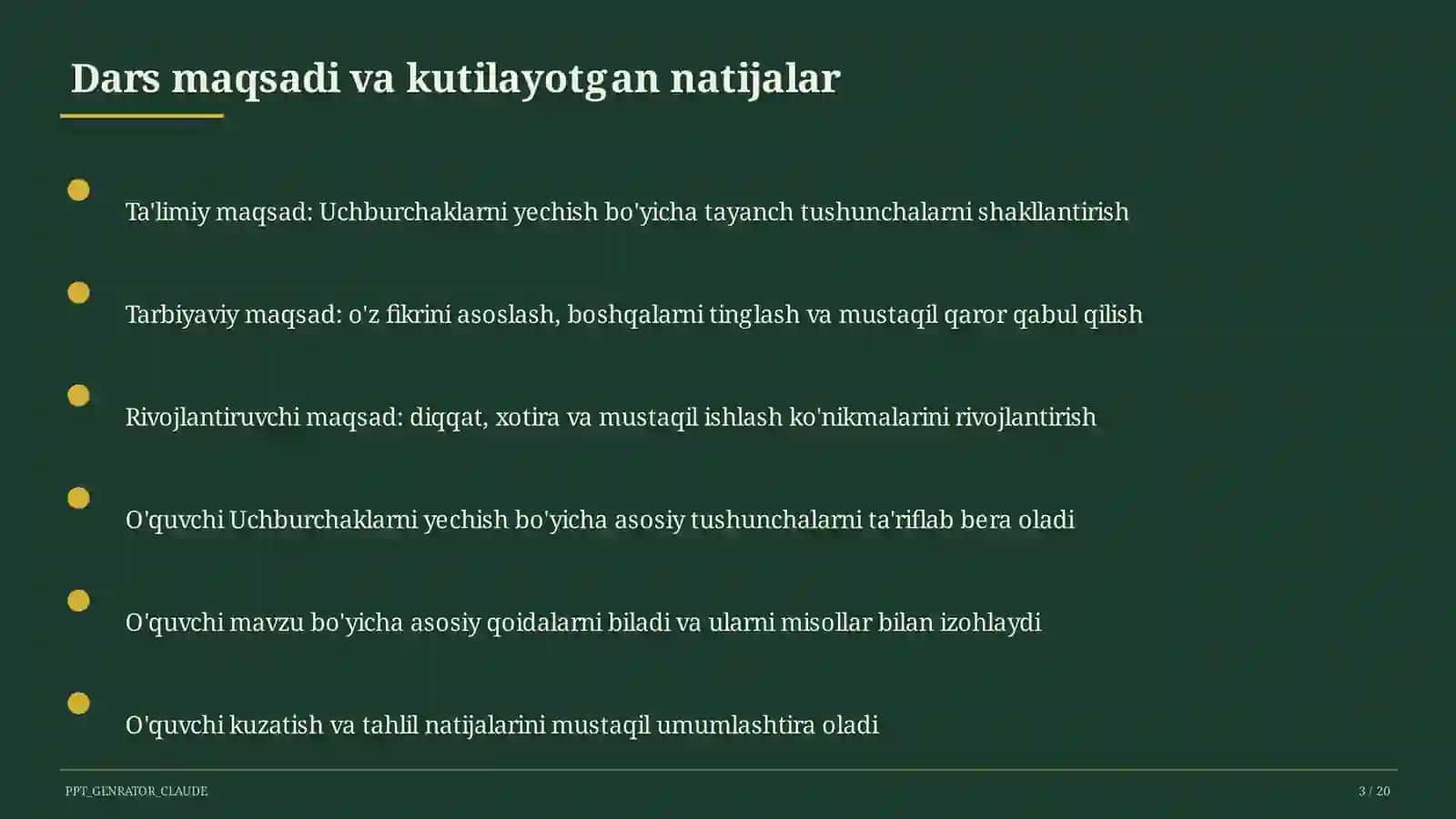 Uchburchaklarni yechish (9-sinf) 3