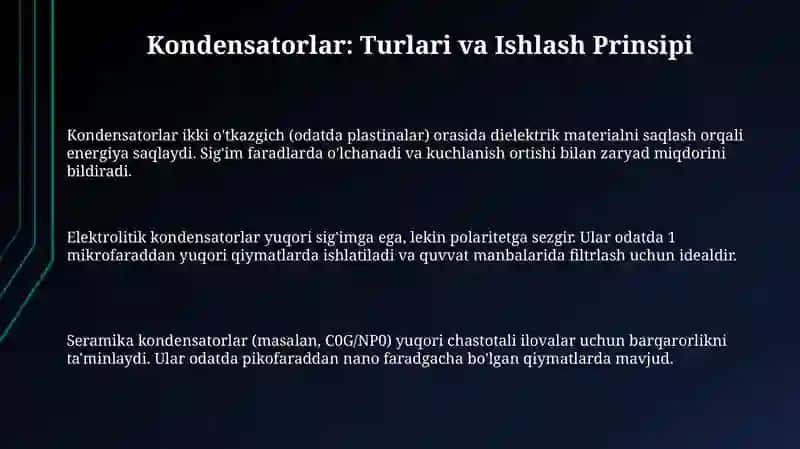 Kondensatorlar va Induktorlar: Turlari va Asosiy Tushunchalar 3