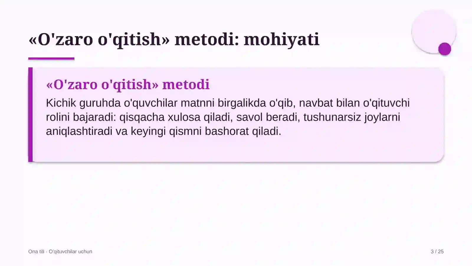 ona tili darslarida o'zaro o'qitish metodidan foydalanish 6073 3
