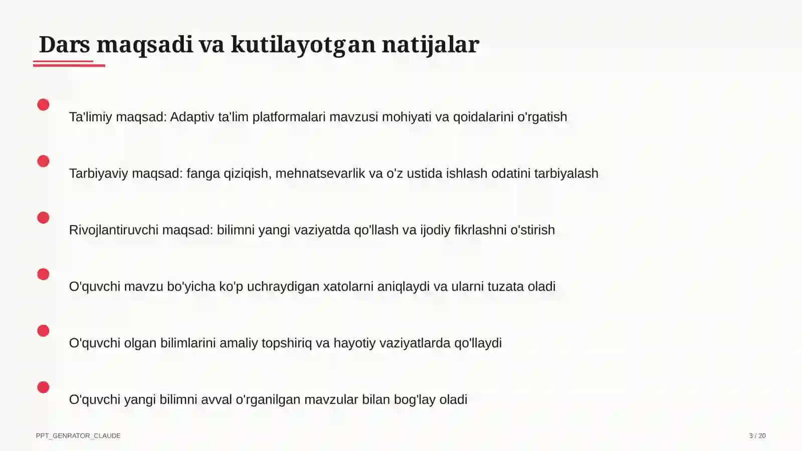 Dars rejasi 3