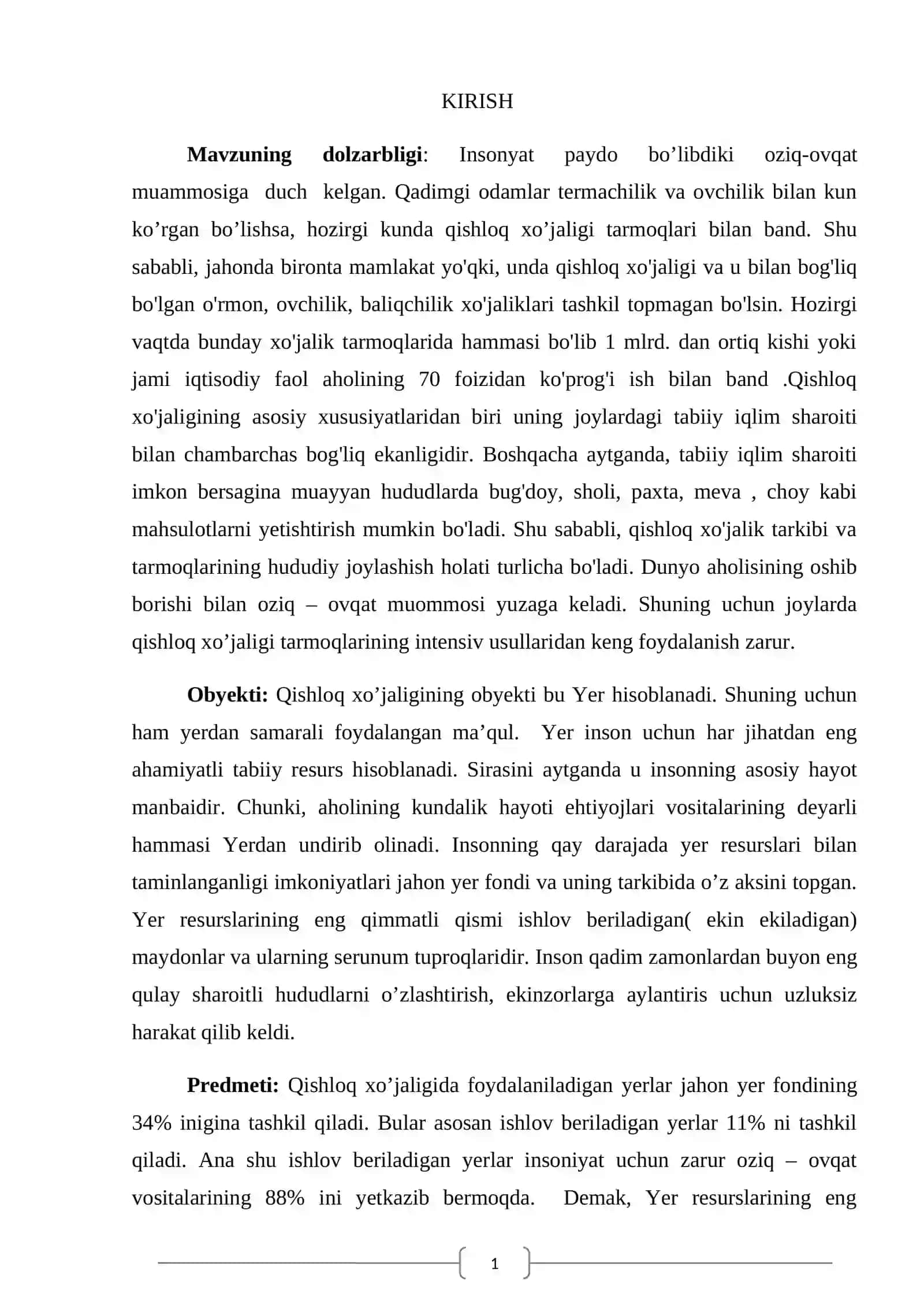 Jahon qishloq xo’jaligi va uning kelajakdagi istiqbollari 3