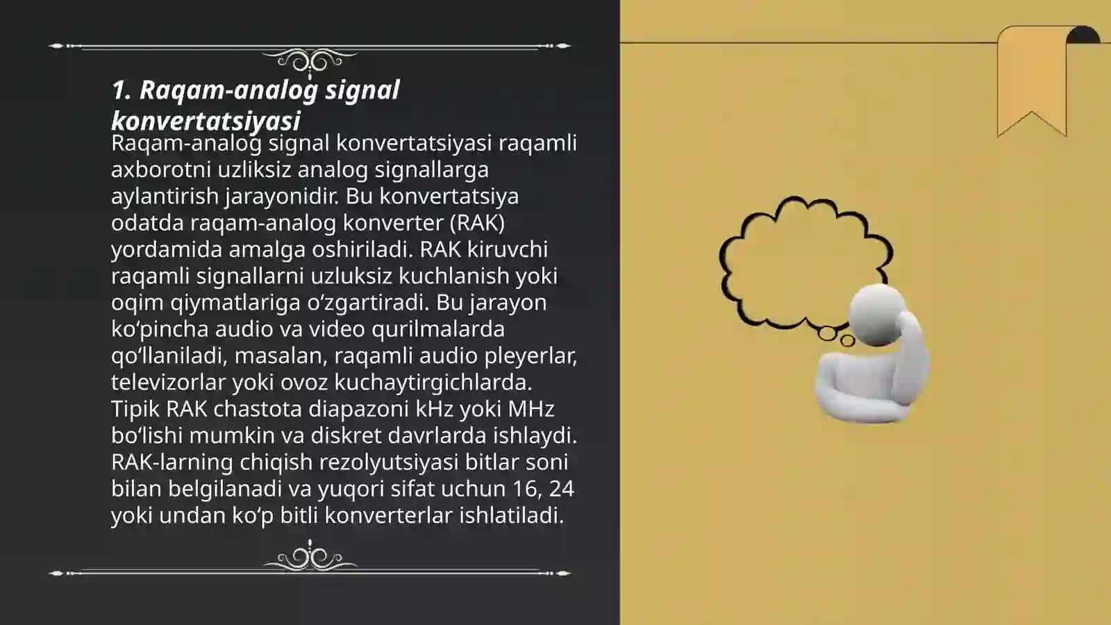 Raqam-analog va analog -raqam signallarni ózgartirish usullari ishlash prinsipi 3