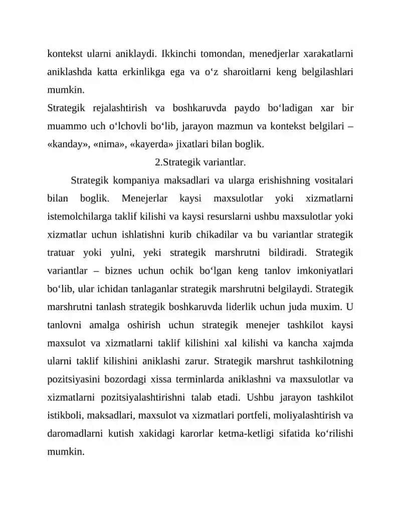 Strategik rejalarishning mazmuni va usullari 3