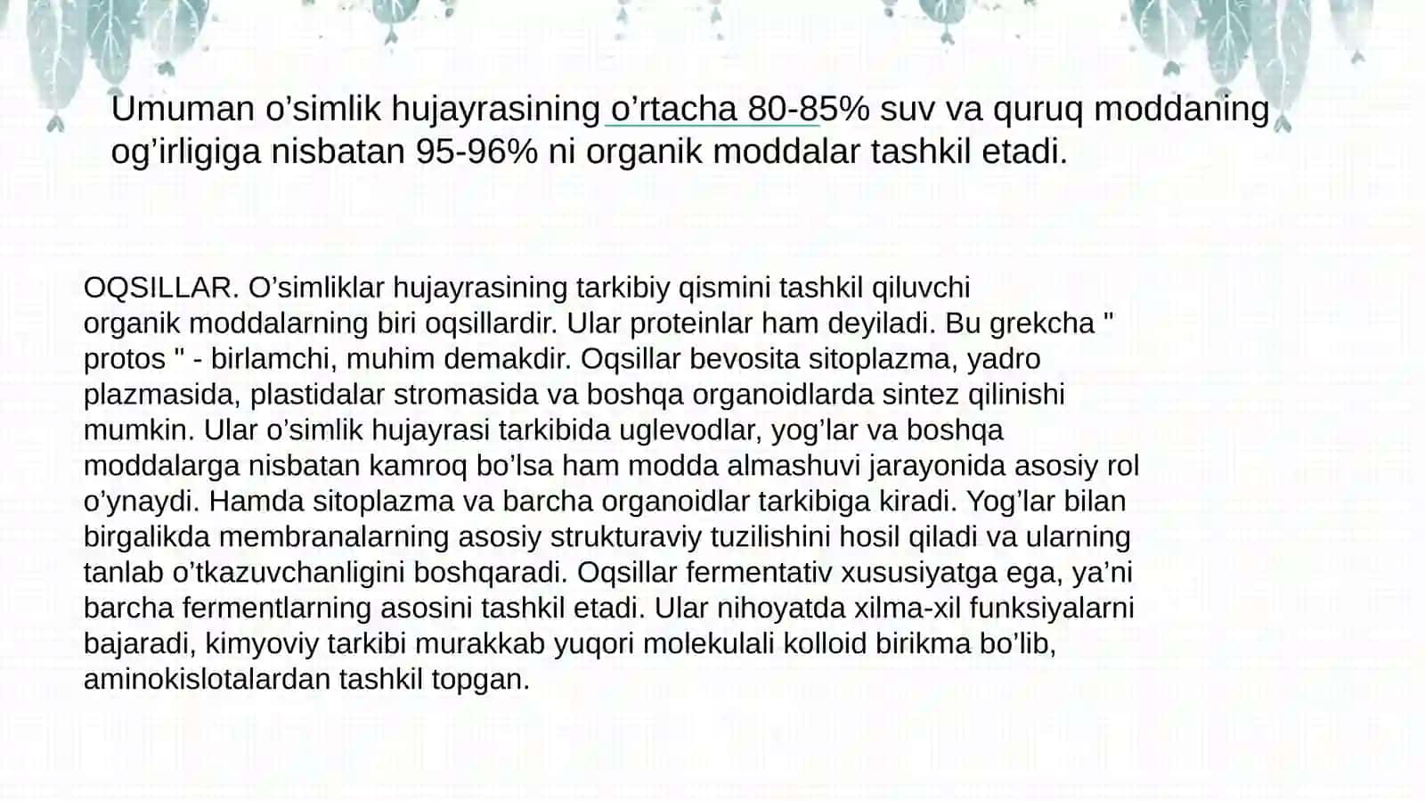 Hujayraning Kimyoviy Tarkibi 3