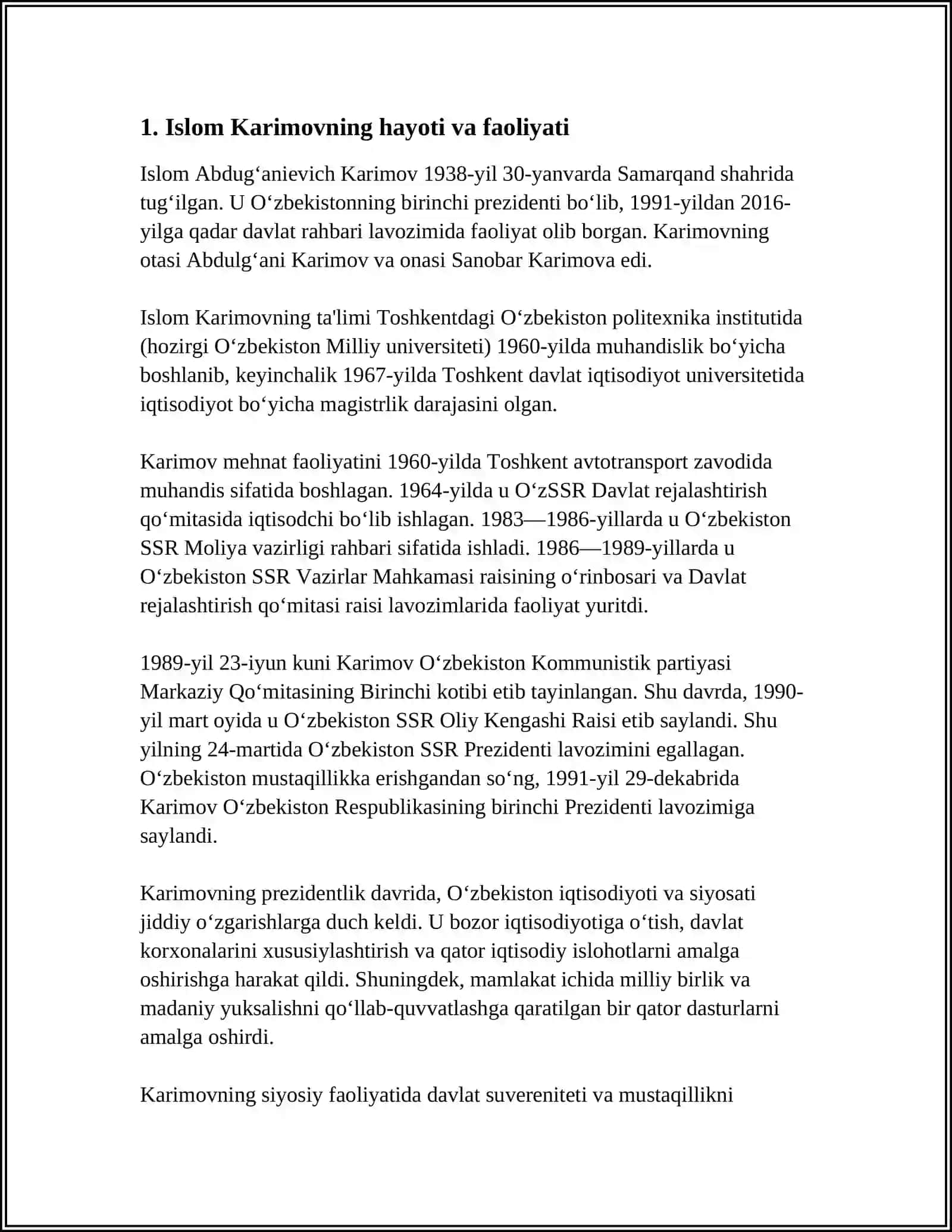 ISLOM KARIMOV OZBEKISTONNING BIRINCHI PRESIDENT 3