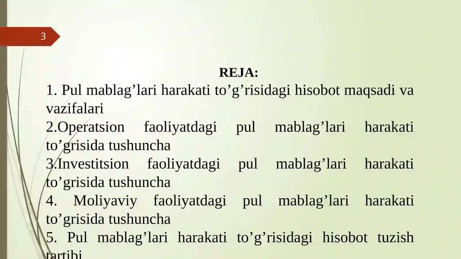 PUL MABLAG”LARI HARAKATIto'g'risidagi HISOBOT 3