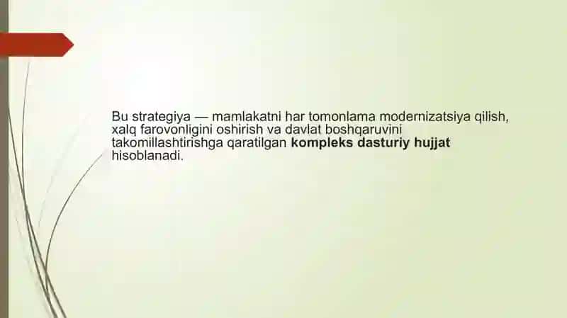 2017–2021 yillarda O‘zbekistonni rivojlantirishning beshta ustuvor yo‘nalishi bo‘yicha.pptx 3