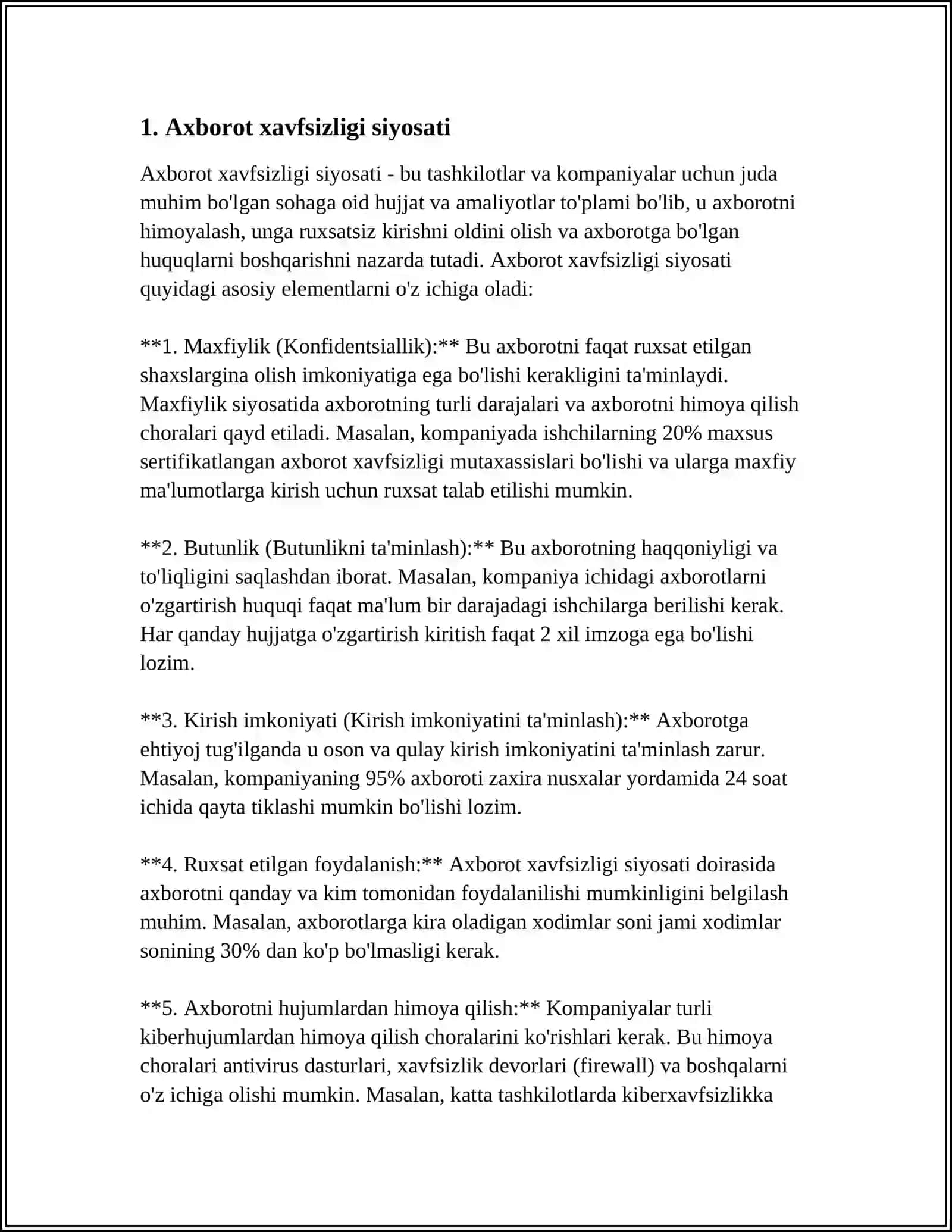 MUSTAQIL ISH Mavzu: AXBOROTLANI HIMOYALASHNING TASHKILIY-TEXNIK USULLARI 3