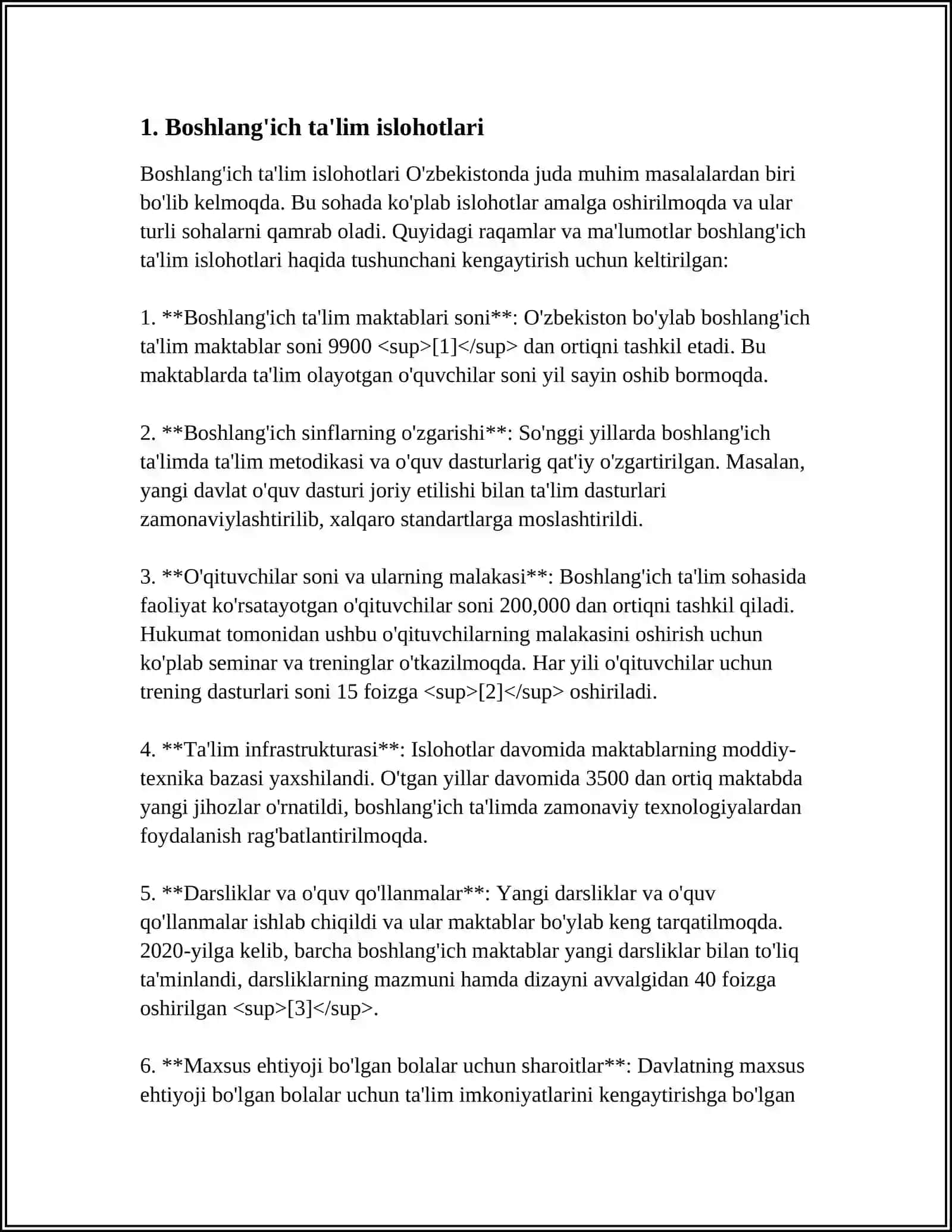 O'ZBEKISTONDA TA'LIM SOHASIDA AMALGA OSHIRILGAN ISLOHOTLAR 3