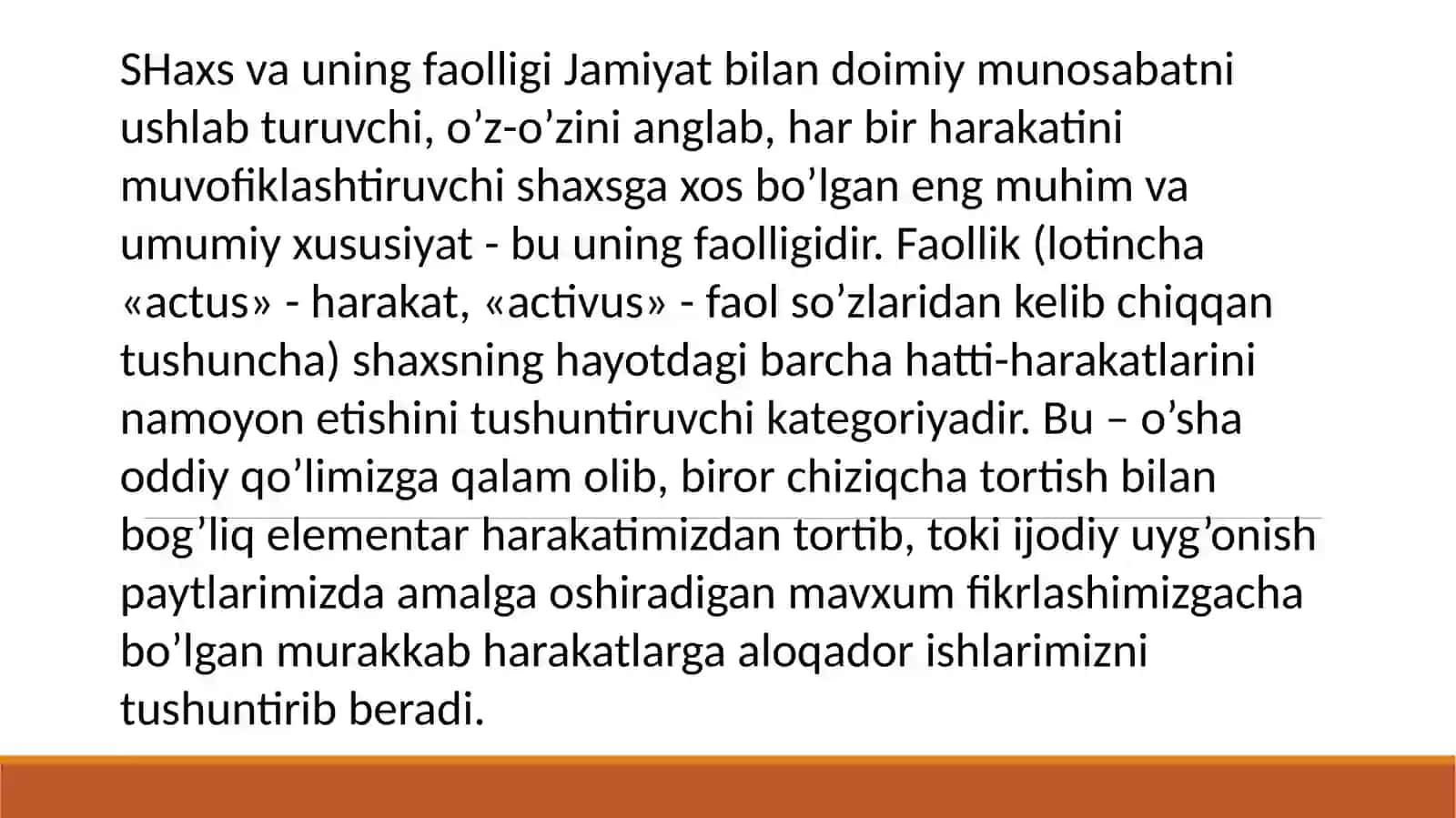 FAOLIYAT VA UNING TURLARI 3