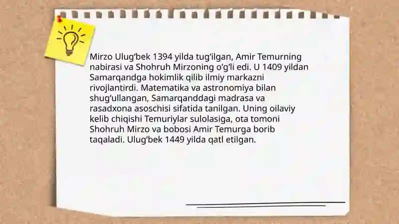 Mirzo Ulug'bekning hayoti va oilaviy kelib chiqishi 3