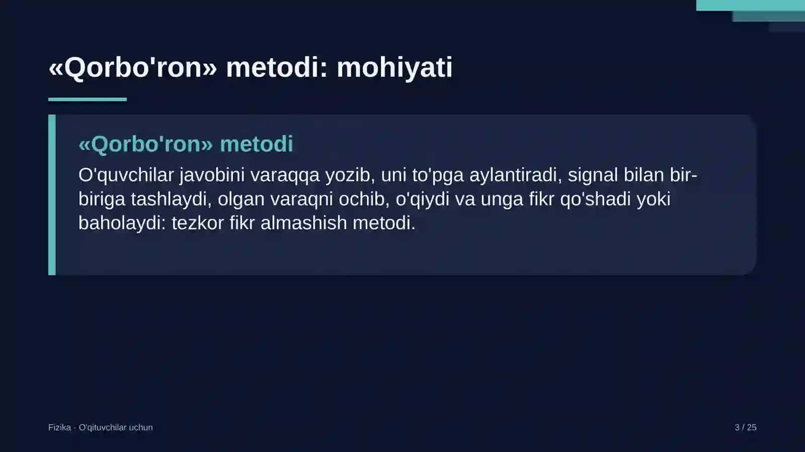 fizika darslarida qorbo'ron metodidan foydalanish 1467 3