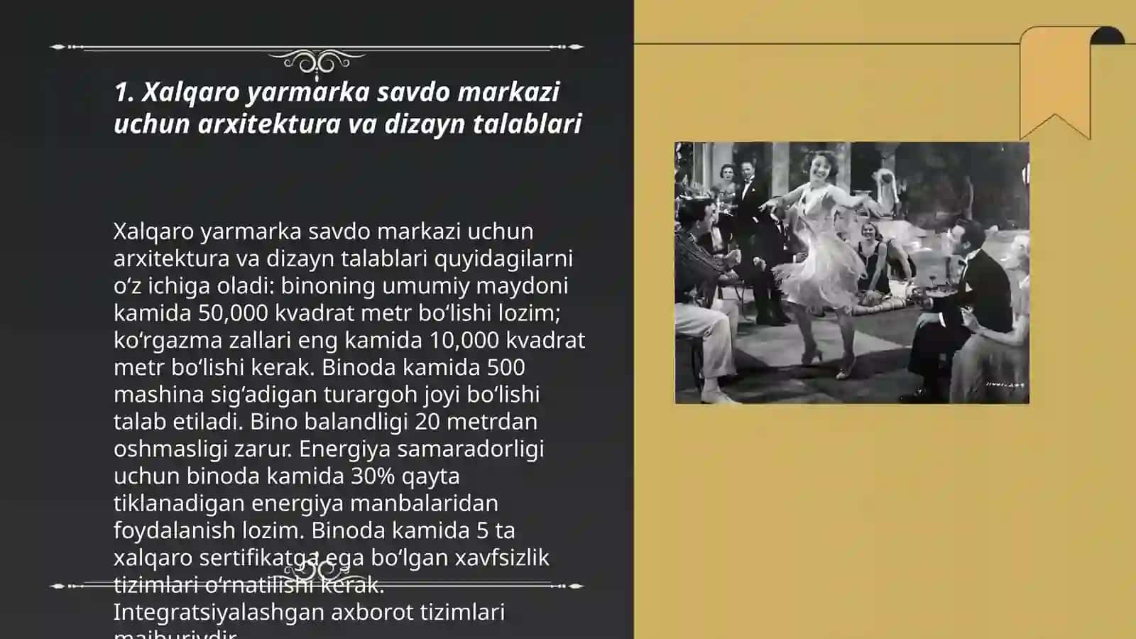 Xalqaro yarmarka savdo markazi uchun arxitektura va dizayn talablari 3