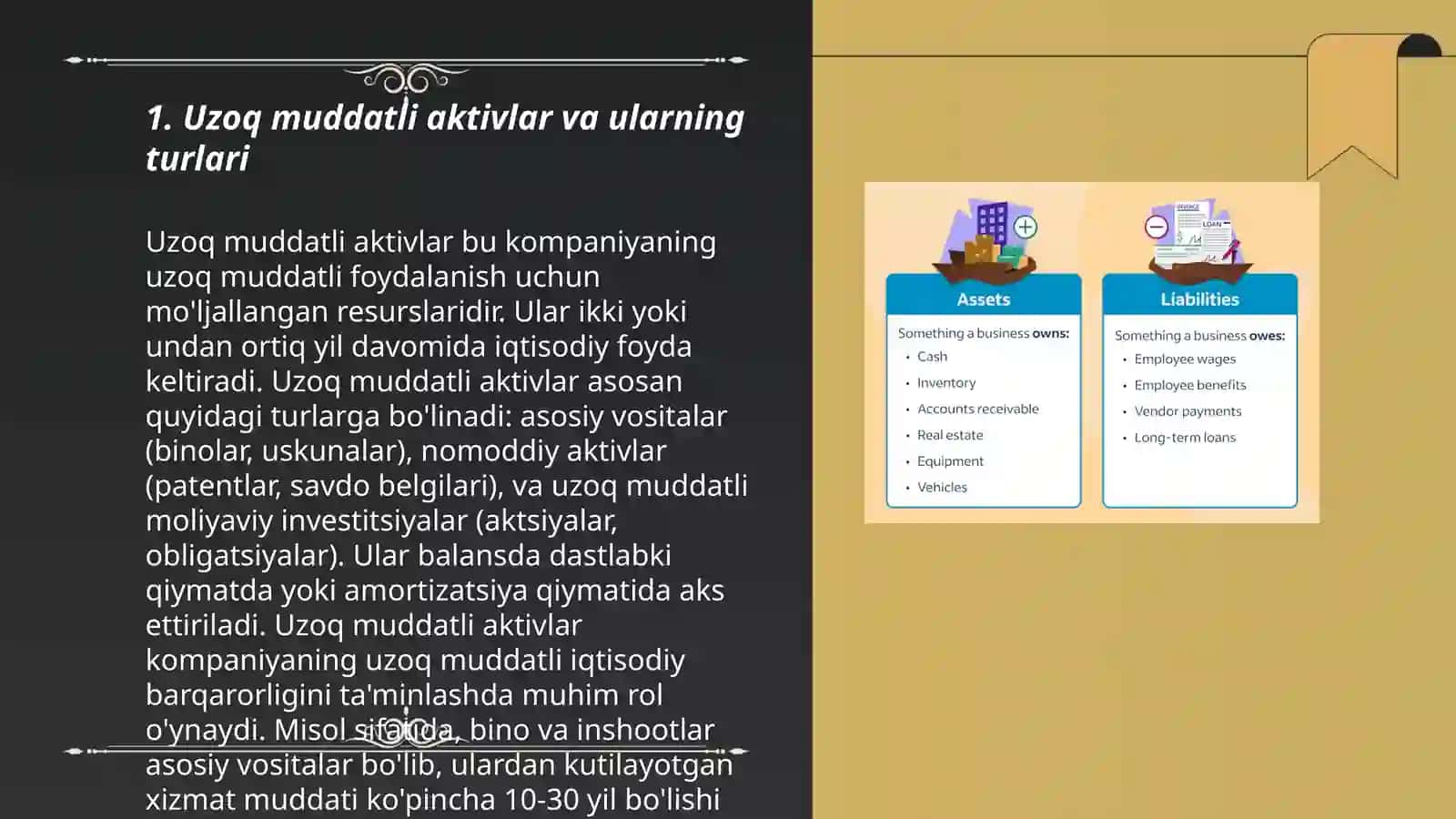Uzoq muddatli va joriy aktivlar 3
