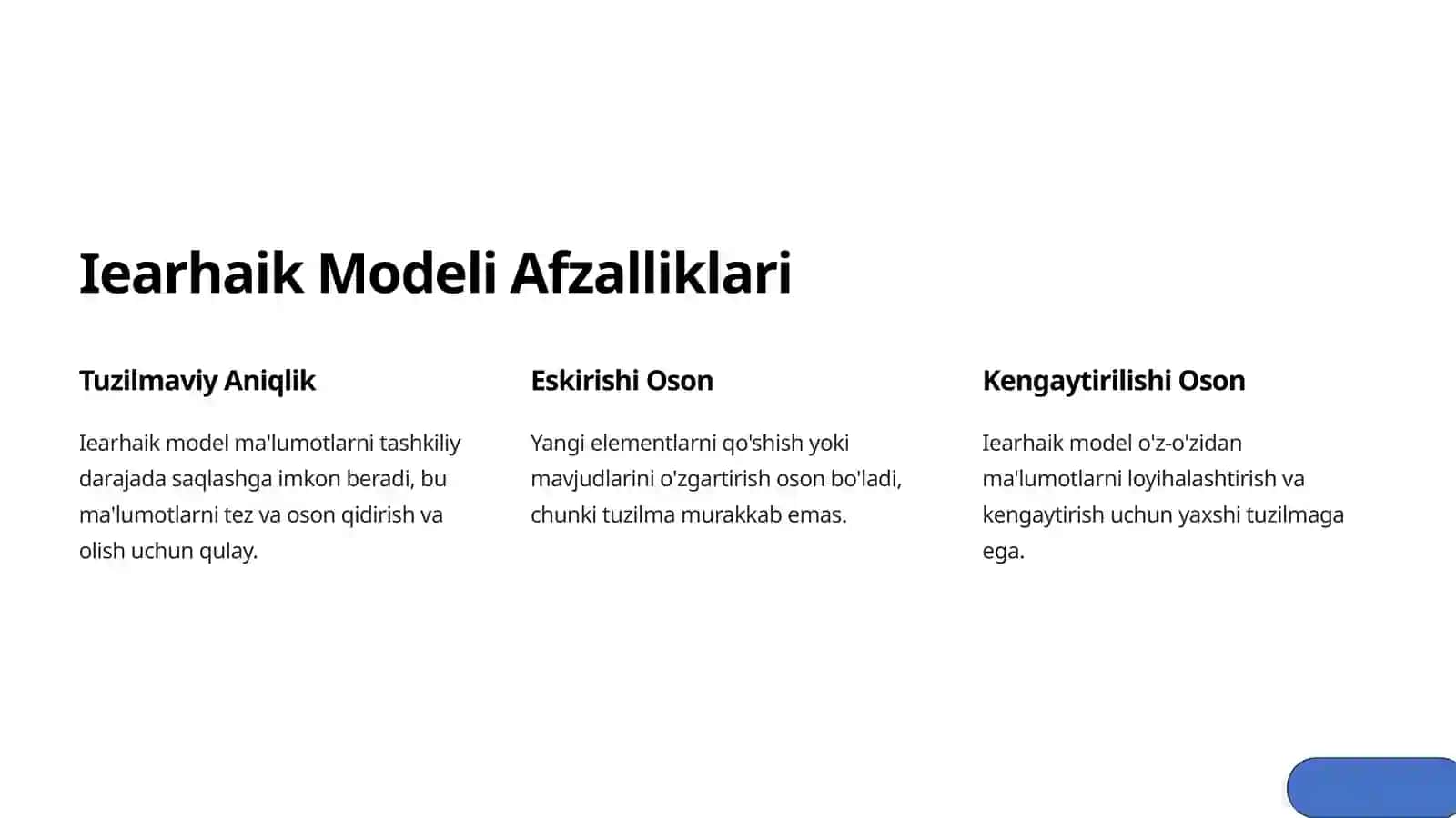 Iearhaik Model-Asosli Ma'lumotlar Bazasi 3