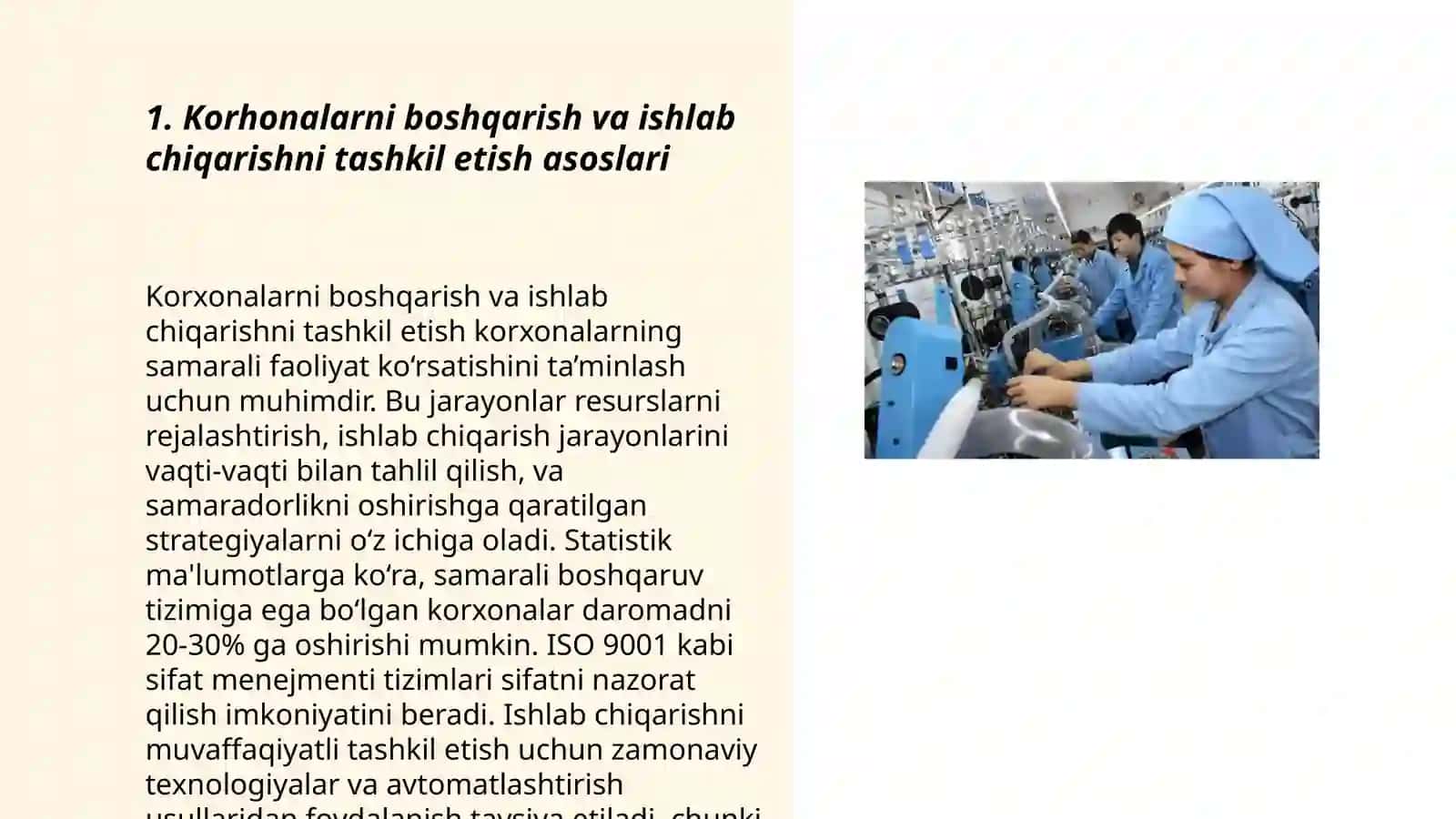 Korhonalarni boshqarish va ishlab chiqarishni tashkil etish asoslari 3