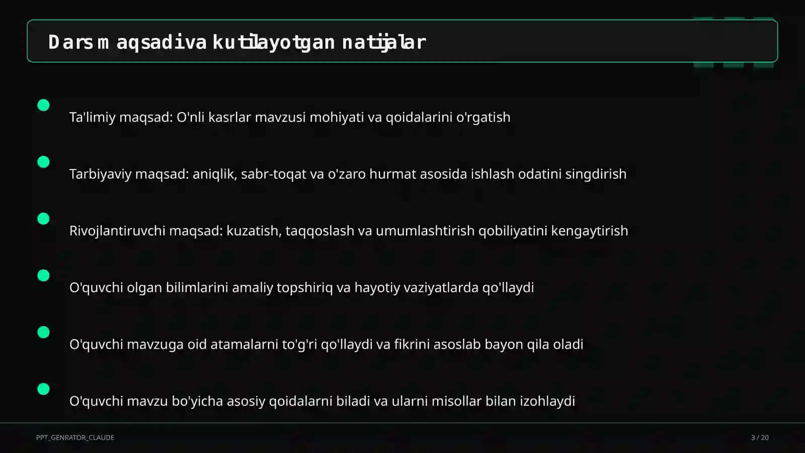 O'nli kasrlar (5-sinf) 3