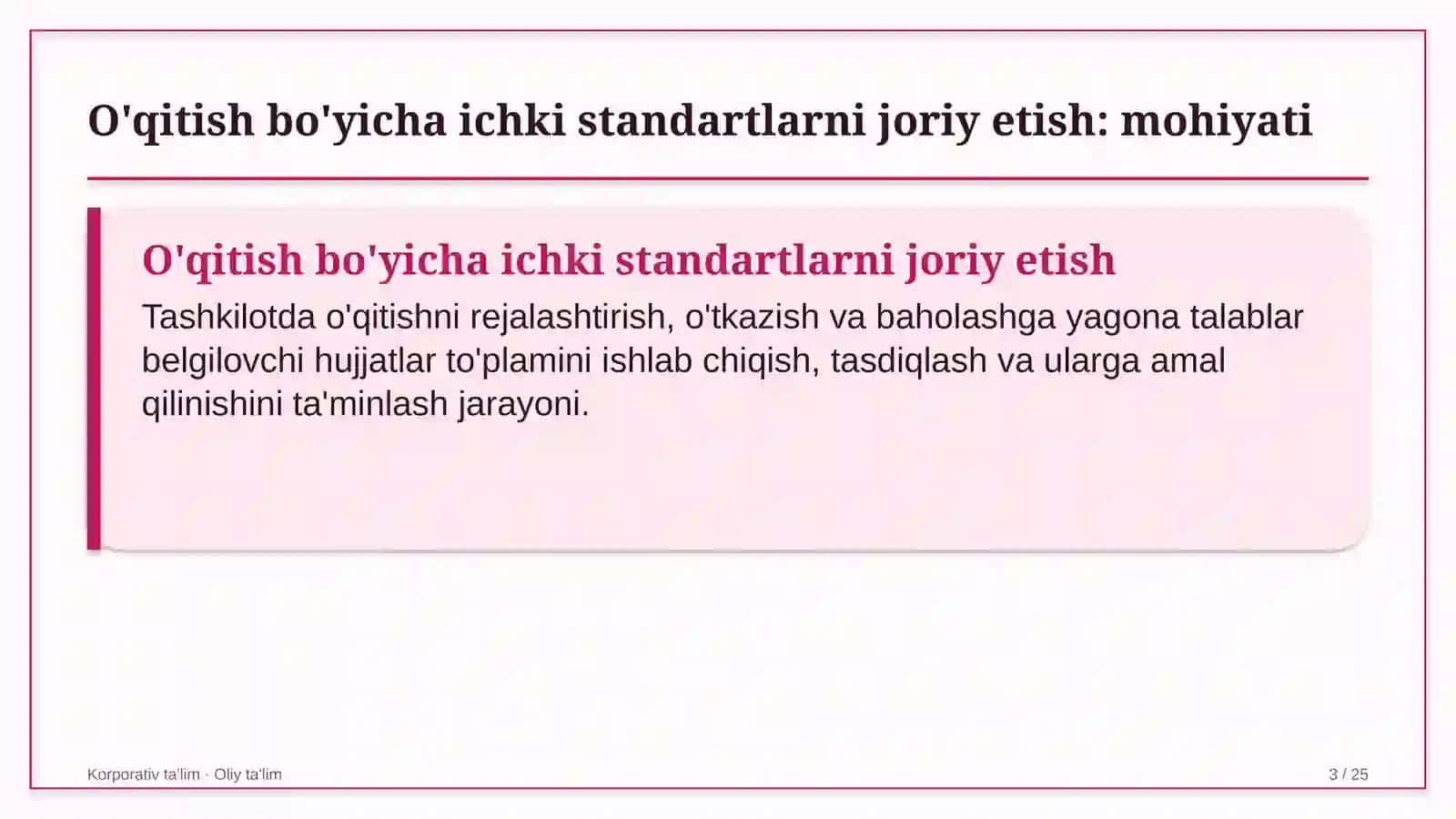 Madaniy-tarixiy turizmda o'qitish sohasidagi ichki standartlarni joriy etish 3