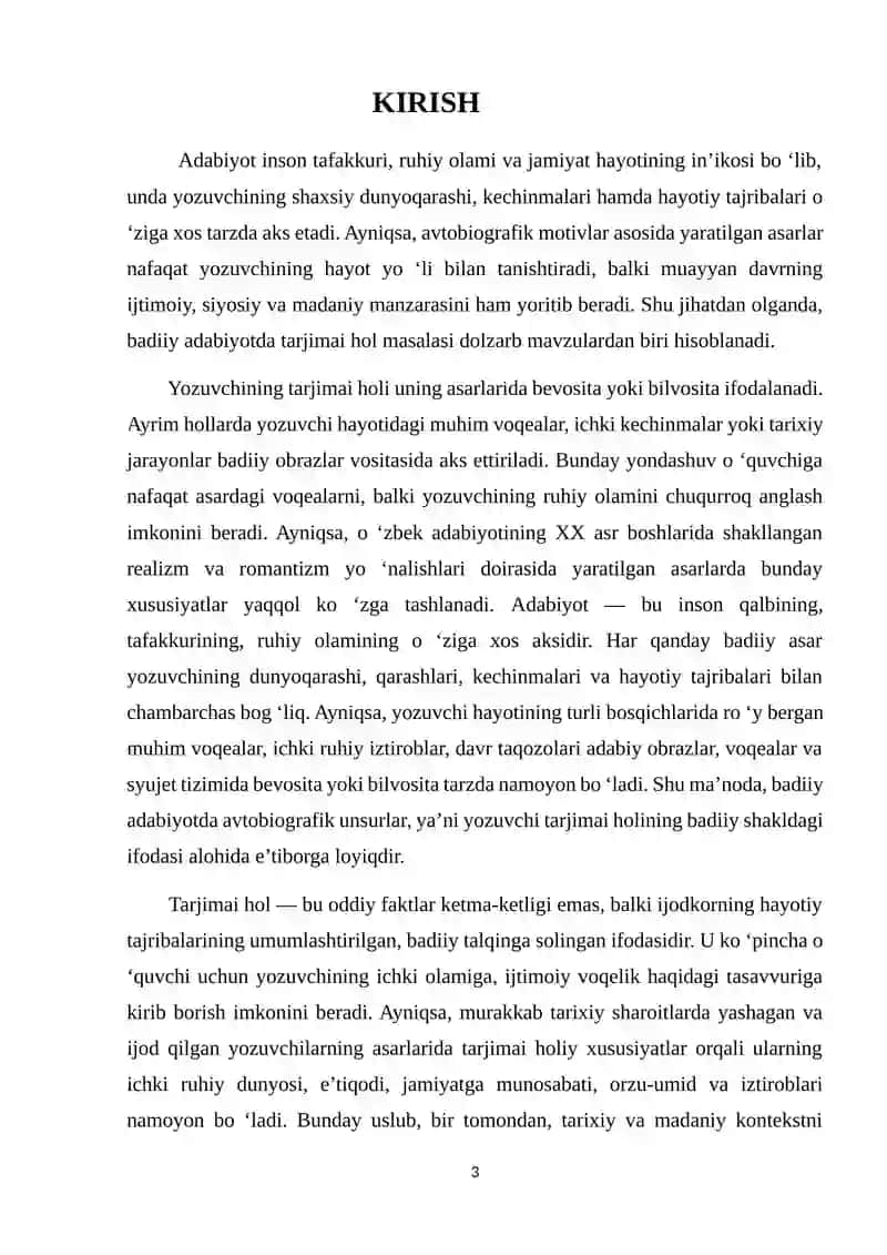 Yozuvchi tarjima holining berilishiga xos xususiyatlari (O ‘tmishdan ertaklar,Sarob) 3