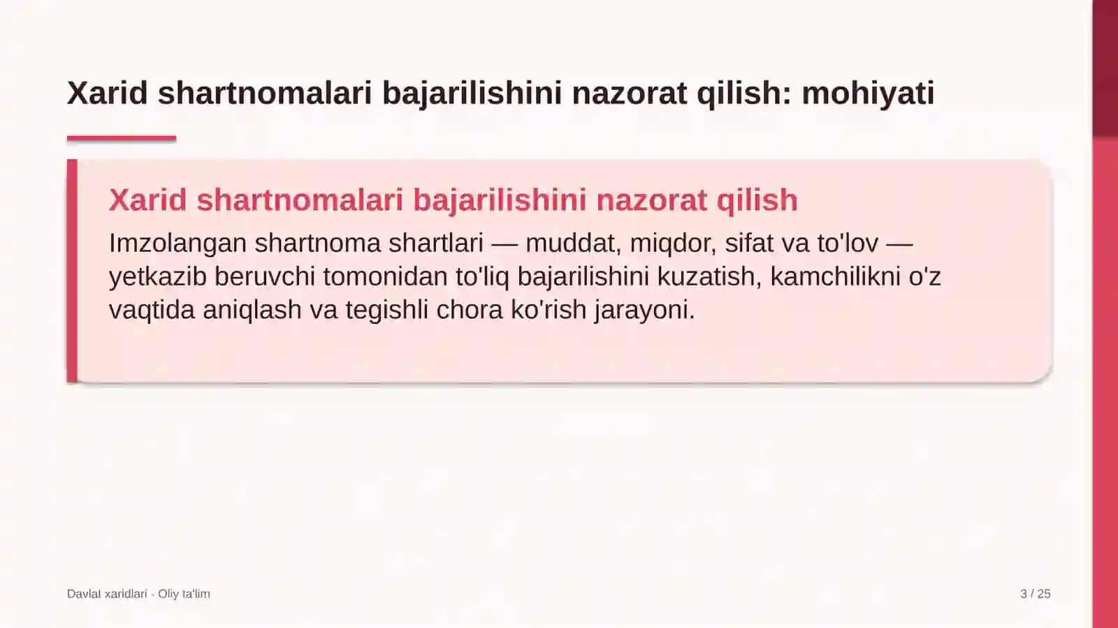 Davlat qo'riqxonalarida xarid shartnomalari bajarilishini nazorat qilish 3