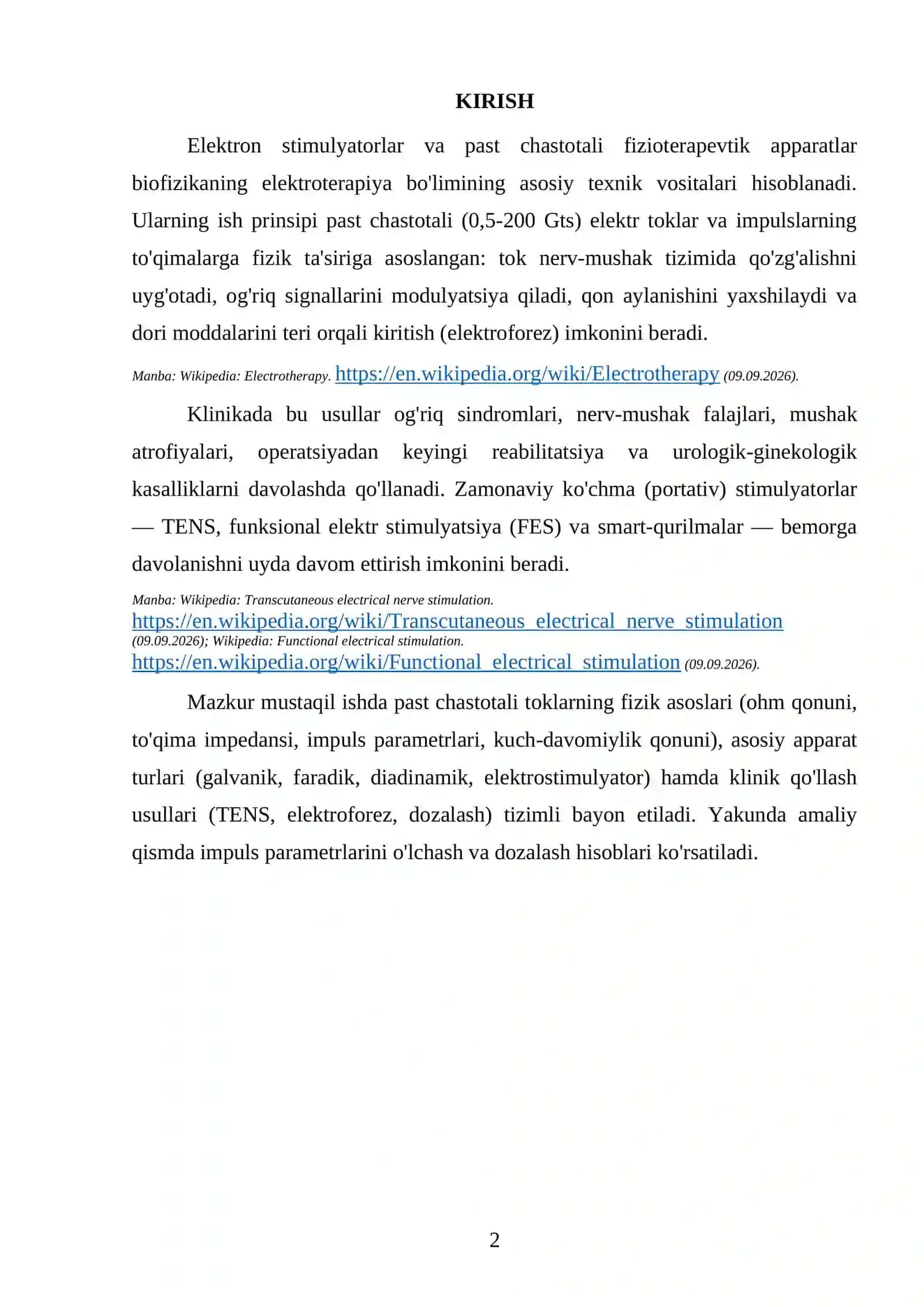 Elektron stimulyatorlar. Past chastotali fizioterapevtik elektron apparatlar 3