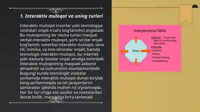 Muloqotning interaktiv tomoni va shaxslararo munosabatlardagi uning oʻrni 3