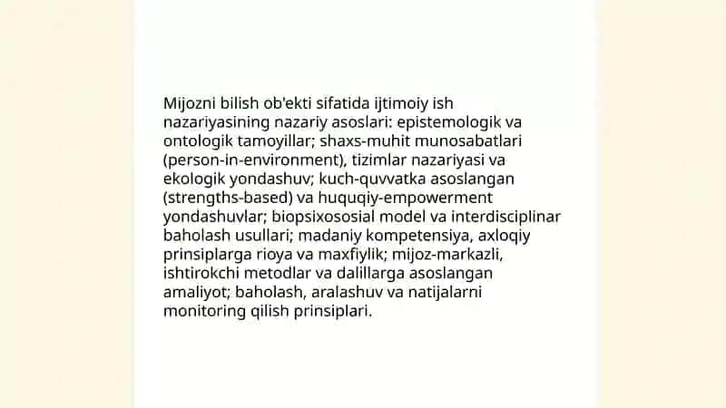 Mijozni bilish ob'ekti sifatida 3