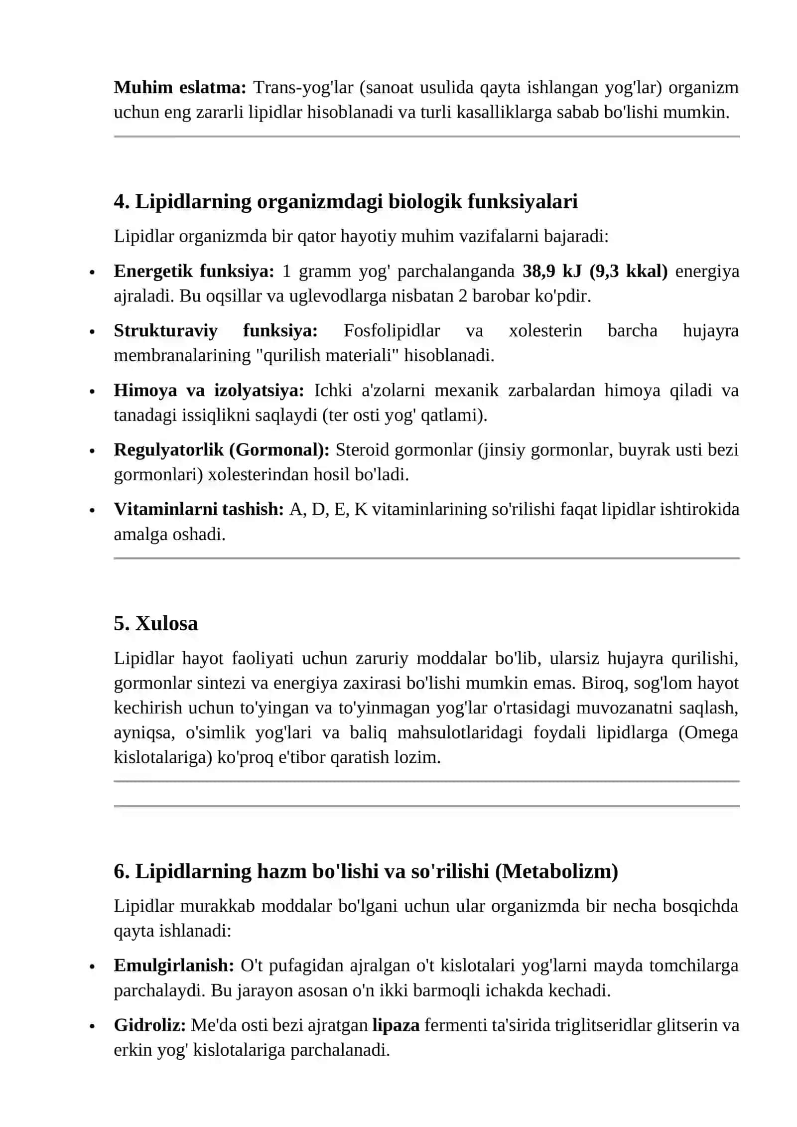 Organizm va ovqat tarkibining asosiy lipidlari mavzusiga mustaqil ishi 3