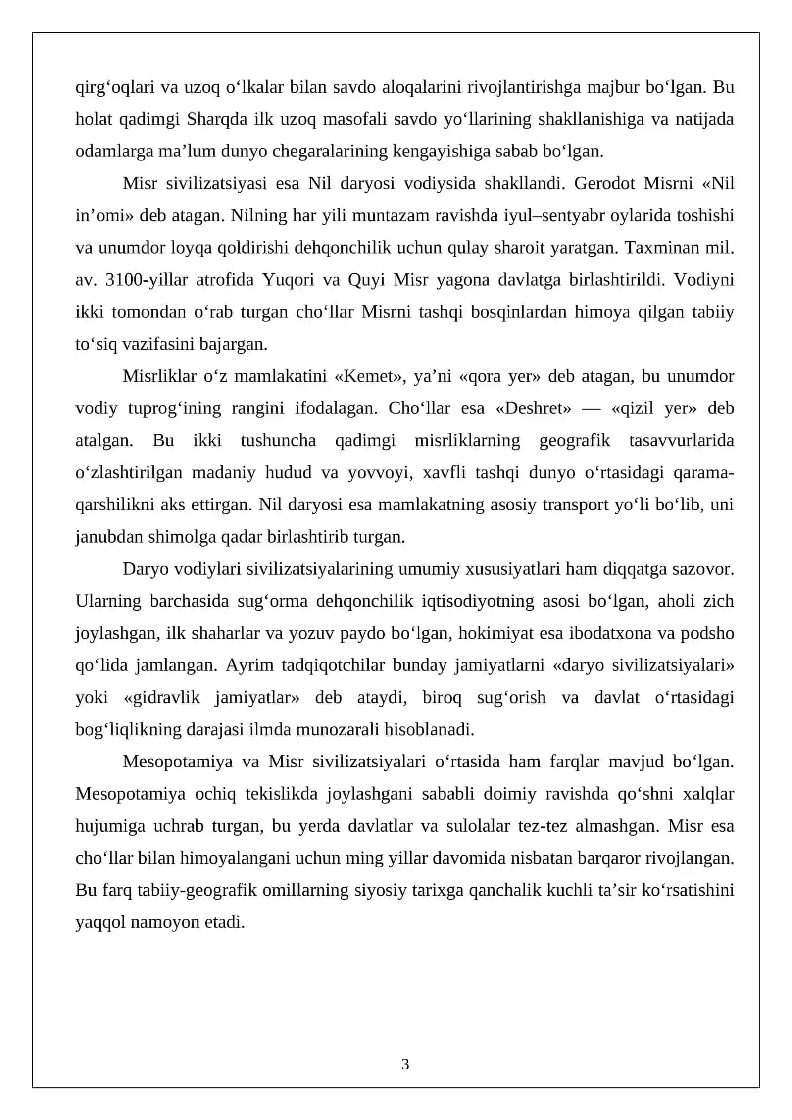 Qadimgi Sharq sivilizatsiyalari davri. Oykumenaning kengayishi 3