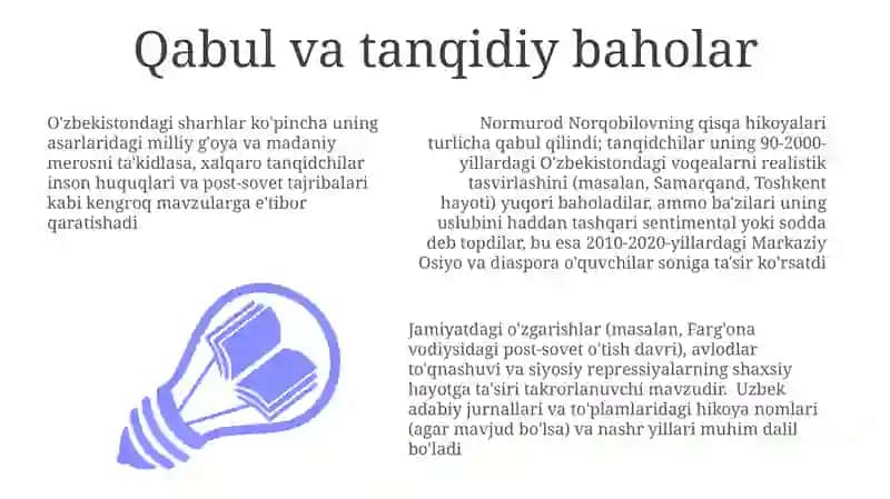 Normurod Norqobilovning qissalari tahlili 3
