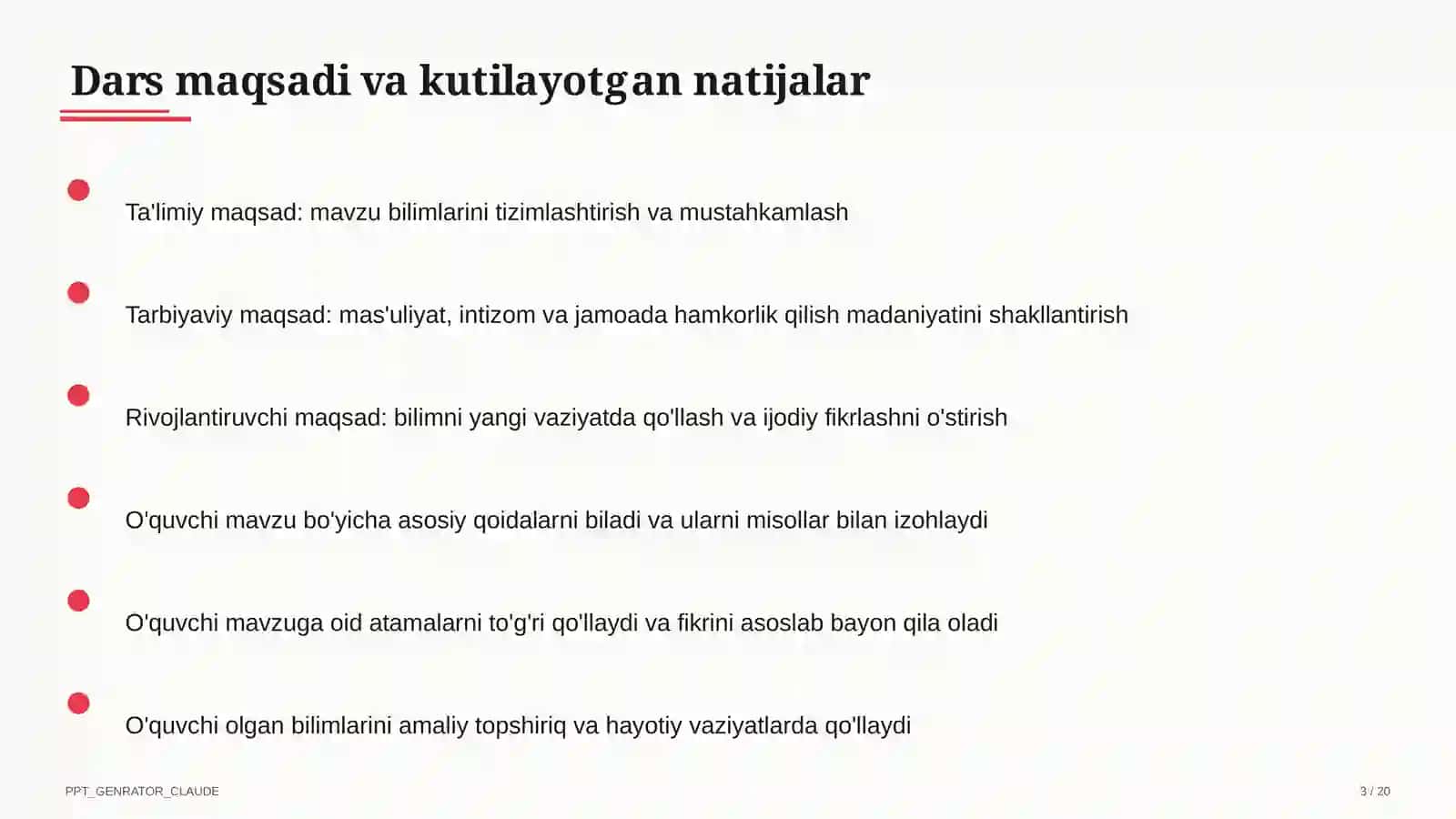 Sinf soati va tarbiyaviy tadbirlar (1–11) 3