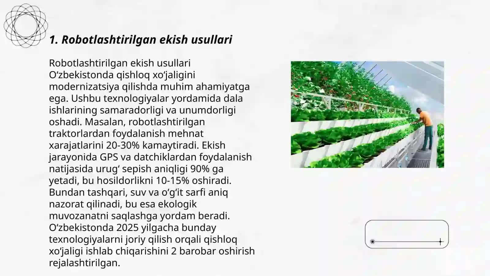Robotlashtirilgan ekish va yig‘im terim texnologiyalari 3