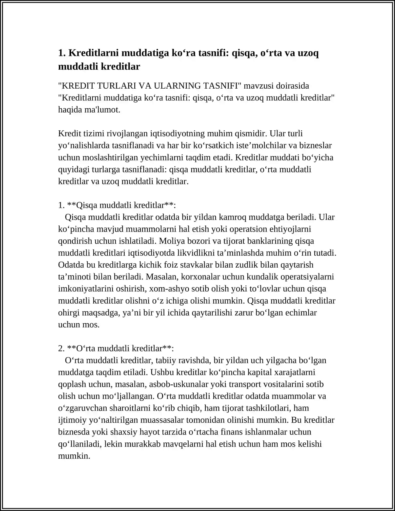 KREDIT TURLARI VA ULARNING TASNIFI 3