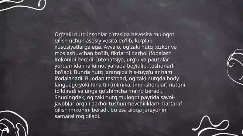 O'gzaki va yozma nutq.Yozish konikmalarini baholovchi test topshiriqlari bilan ishlash 3