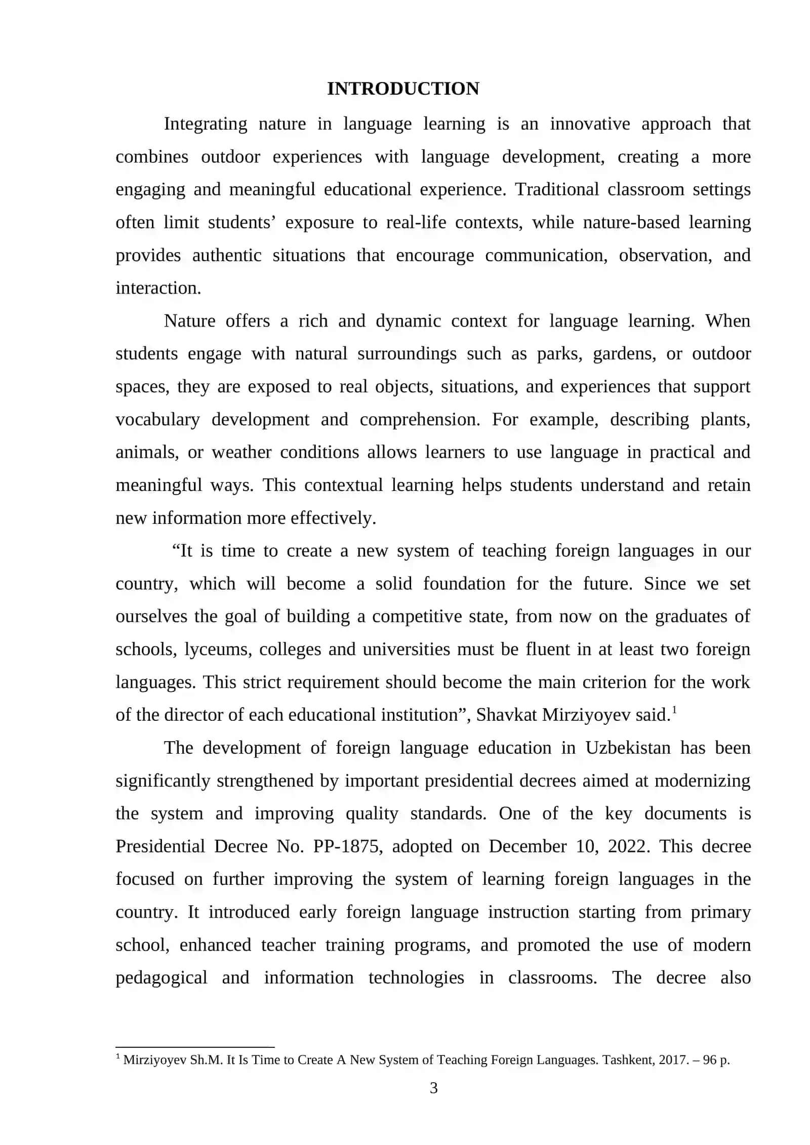 Integrating Nature in Language Learning 3