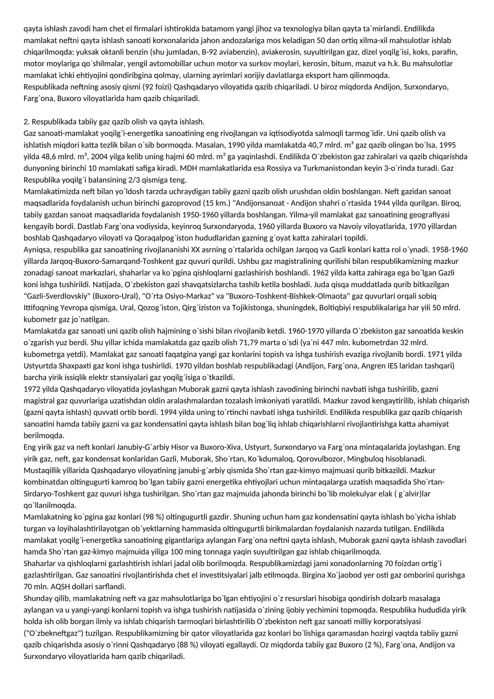 O`zbekiston respublikasi sanoati va uning tarmoqlari. yoqilg`i-energetika sanoati 3