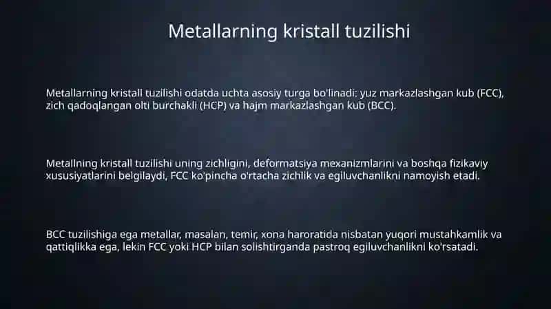 Metallarning tuzilishi 3