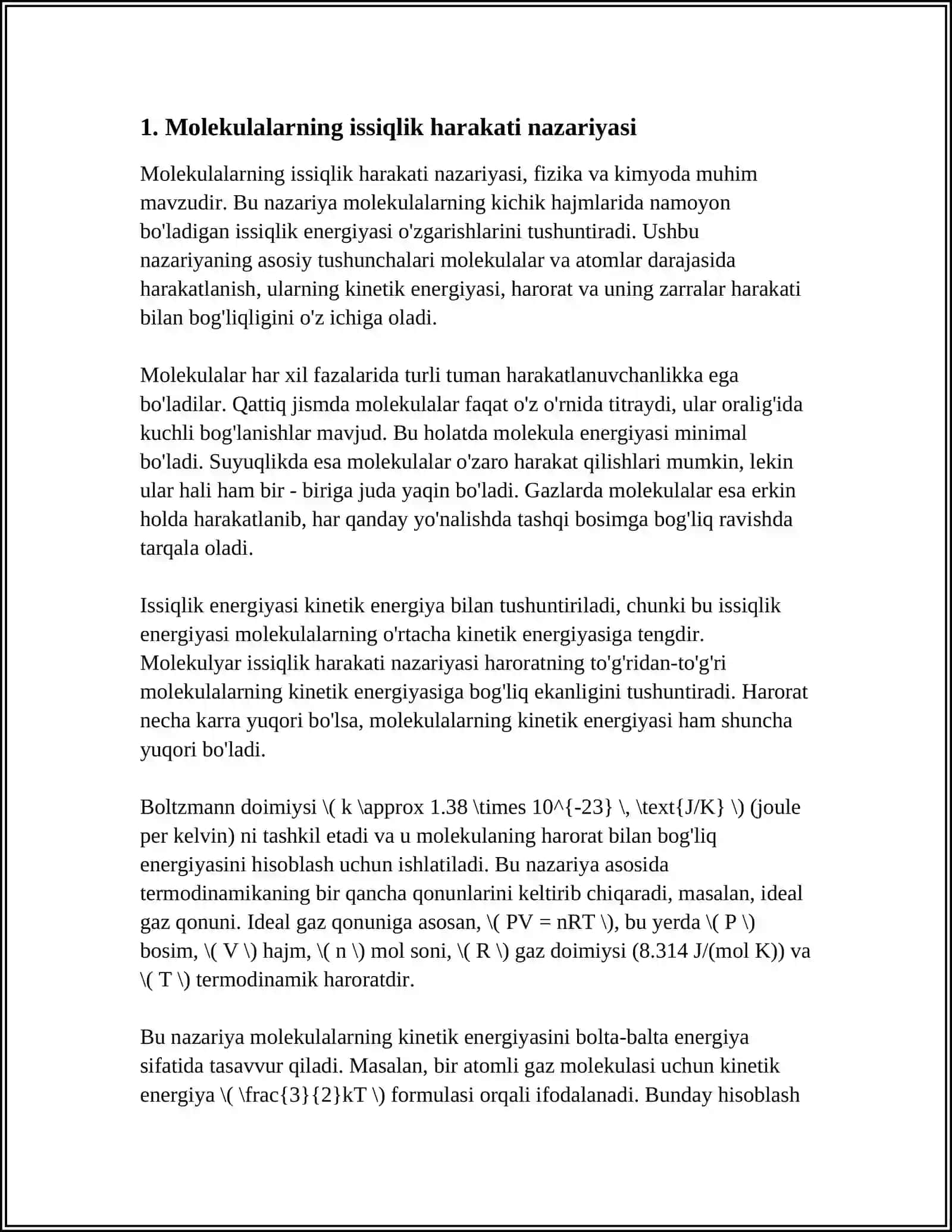 GAZ MOLEKULALARNING ISSIQLIK HARAKATI TEZLIGI ENERGIYASI BOʻYICHA MAKSWELL 3