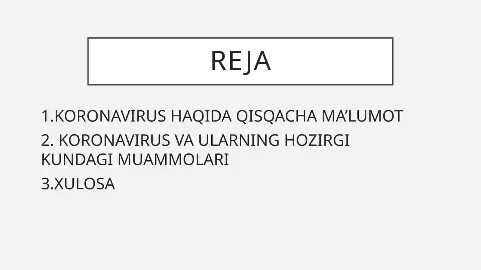 MAVZU:Koronoviruslar va ularning hozirgi kundagi muammolari 3