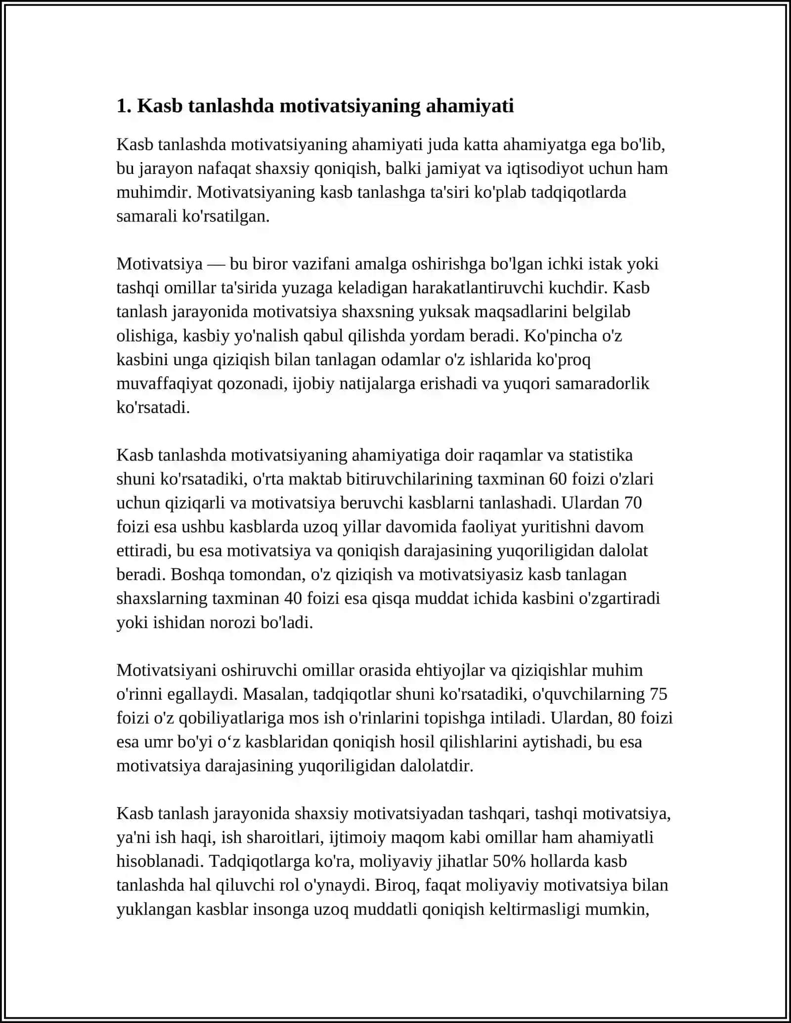SHAXSNING KASBGA YO'NLATIRISHDA PROFESSIONAL MATIVAYSIYANING O'RNI 3